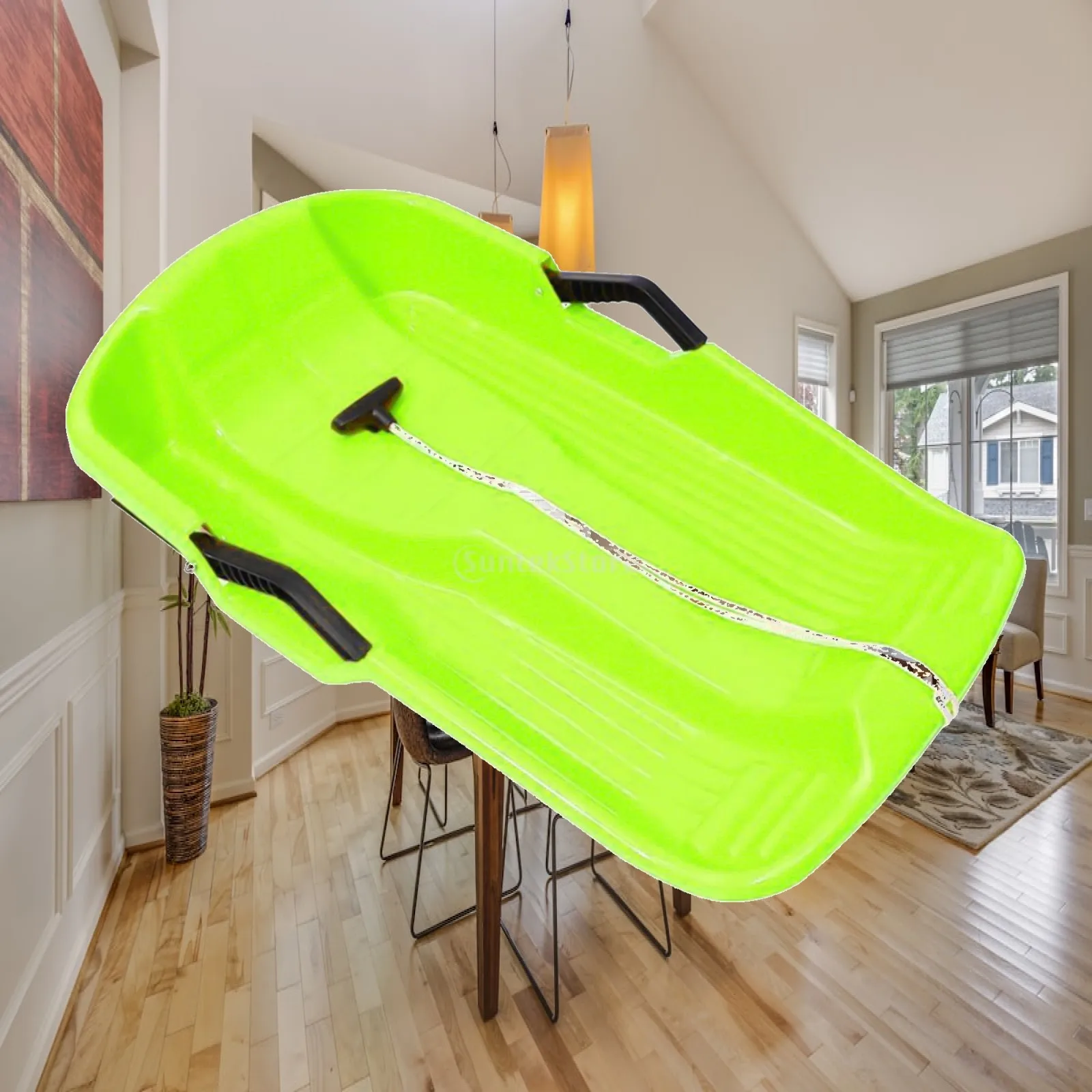 High Density Polyethylene Snow Sled Adult Child Sledge Board with Handles Pull Rope for Grass Sand Winter Fun