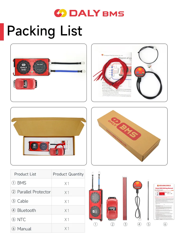 DALY Smart Lifepo4 BMS 4S 8S 10S 12S 13S 16S 24S 12V 24V 36V 48V BMS z puszką BT i modułem równoległym 5A dla 18650 akumulatory