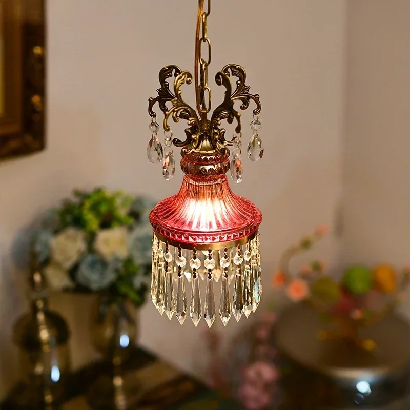 Nordic retro luz pingente high end lustre de teto cristal pendurado lâmpada cabeceira quarto sala estar corredor decoração casa