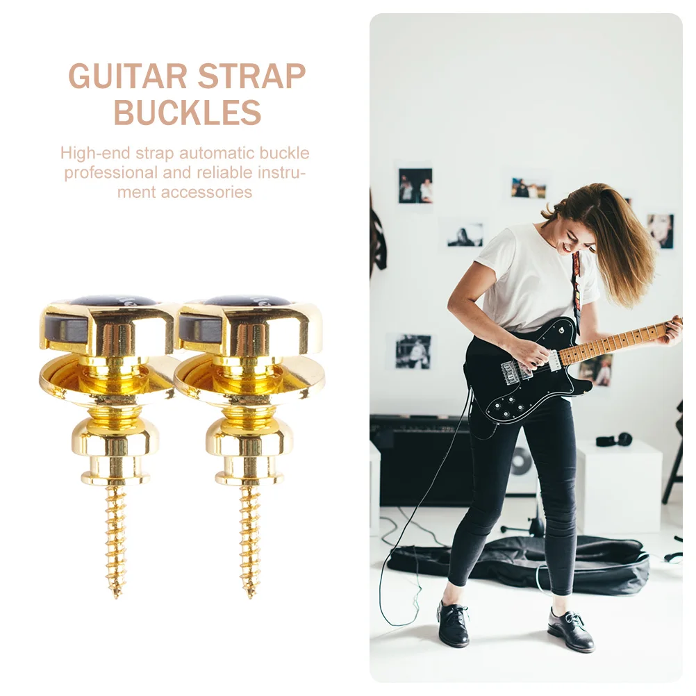 

2pcs Zinc Alloy Guitar Strap Locks Secure Non Strap Buckles Bass Fixing Locks Belt Lock Nails Guitar Accessories