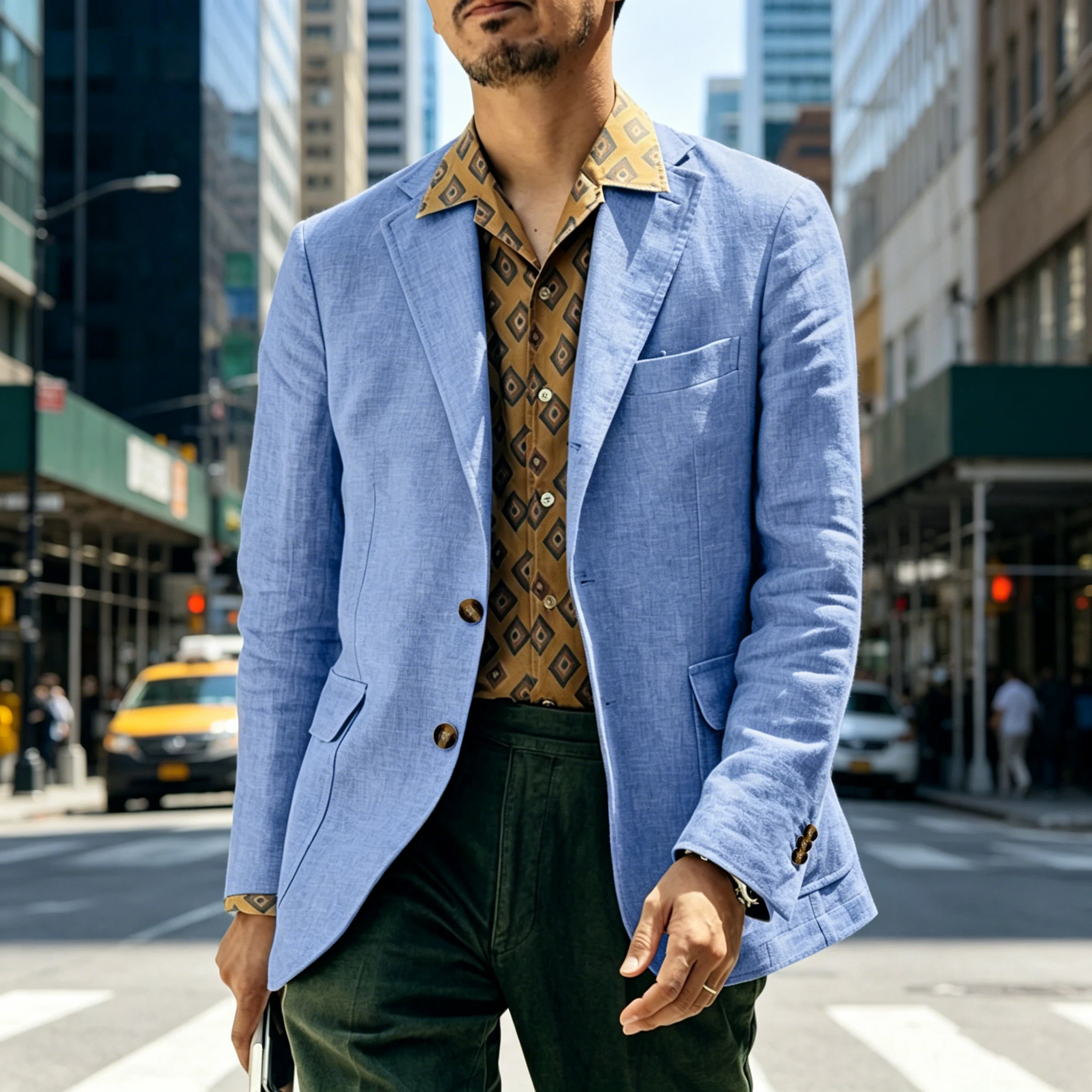 Italian Style Men's Linen Blazer Casual Business Suit Jacket Notched Lapel Breathable Summer Sport Coat for Wedding Groom Party