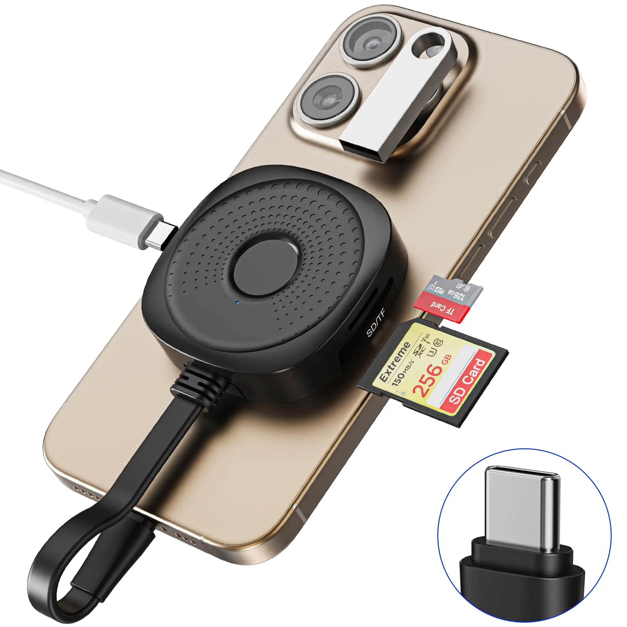 

Magnetic SD TF Card Reader USB C HUB 4.0 100W PD Charging Magsafe Card Adapter 5Gbps Transfer for iPhone 16/15 Macbook iPad