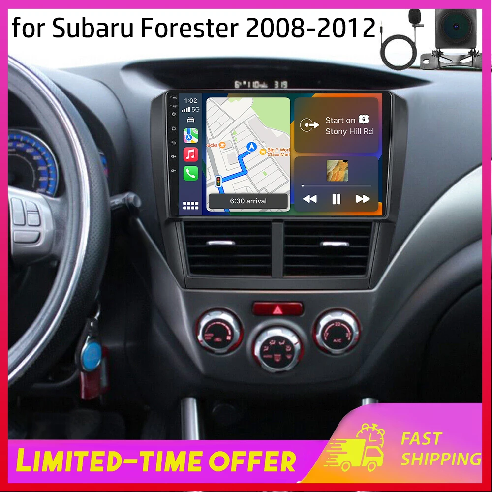 

Автомагнитола Android 15 с 9-дюймовым экраном, 4G+64 ГБ, для Carplay, для Subaru Forester Impreza 2008-2012, автомобильная мультимедийная система