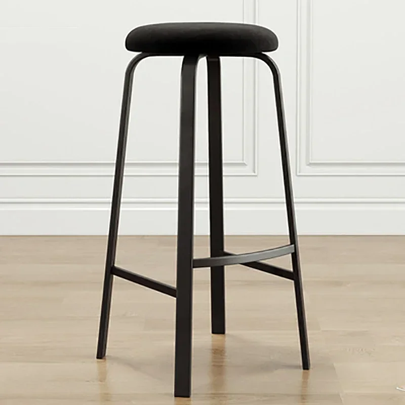 

Iron Bar Stool Kitchen Island Round Black European Bar Chairs Salon Industrial Taburete Alto Restaurant Furnitures