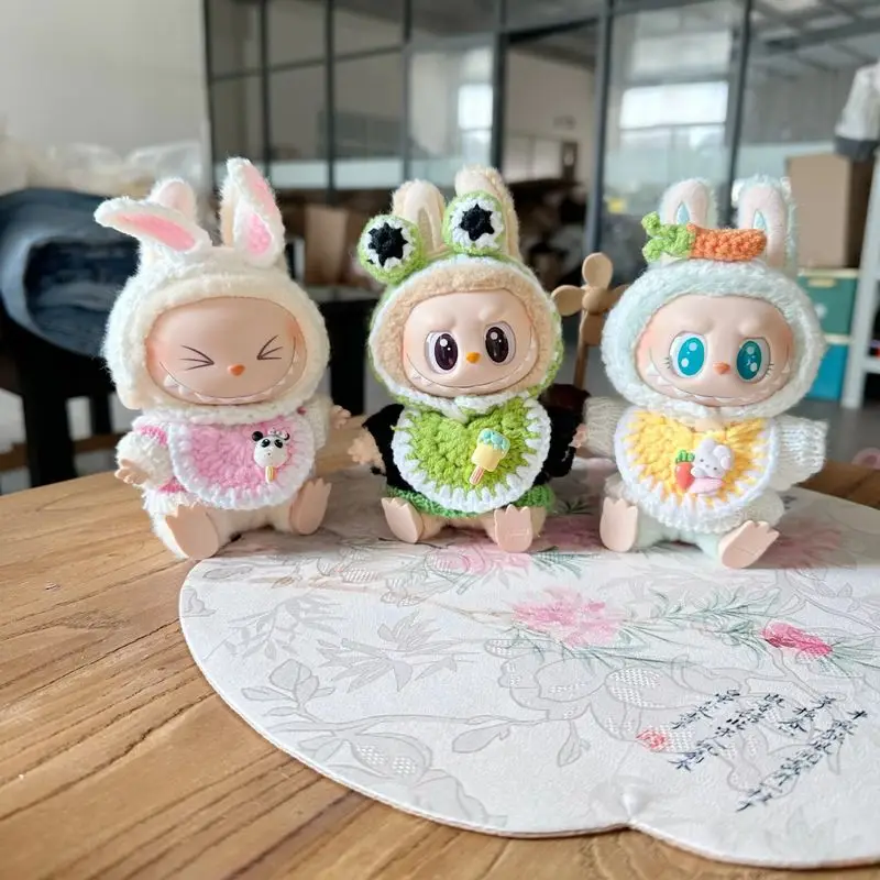 Labubu17cm Doll Mini Knitted Clothes Accessories Handmade Cute Hair Band Saliva Pocket Baby Set Around Fan Gifts Baby Clothes