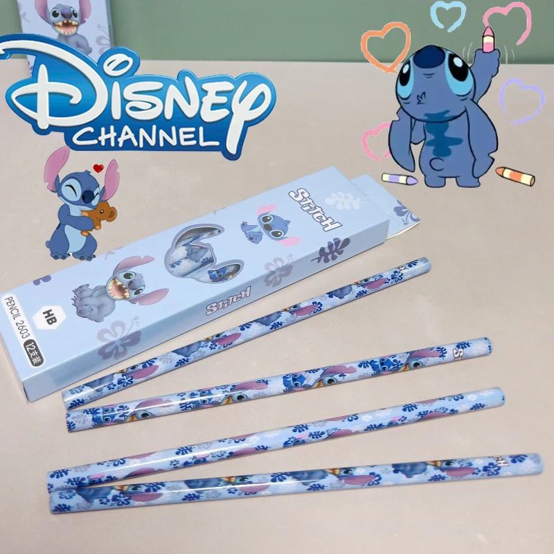 

12pcs/set Disney Lilo & Stitch Wooden Pencils Set Cute Stitch Series Stationery Pen Student School Supply Pencils Sharpener Gift