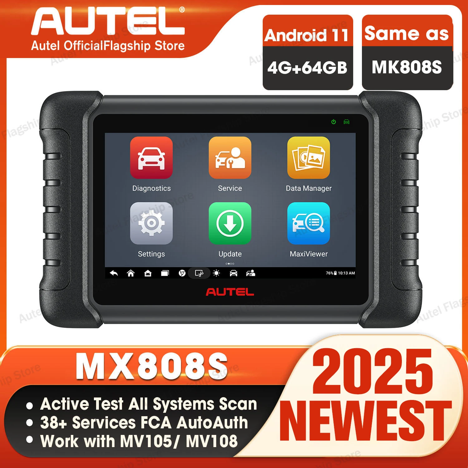 2025 Autel MaxiCheck MX808S OBD2 Scanner Bi-directional Control Scan Tool, 28+ Services, All System Diagnostic Same as MK808S