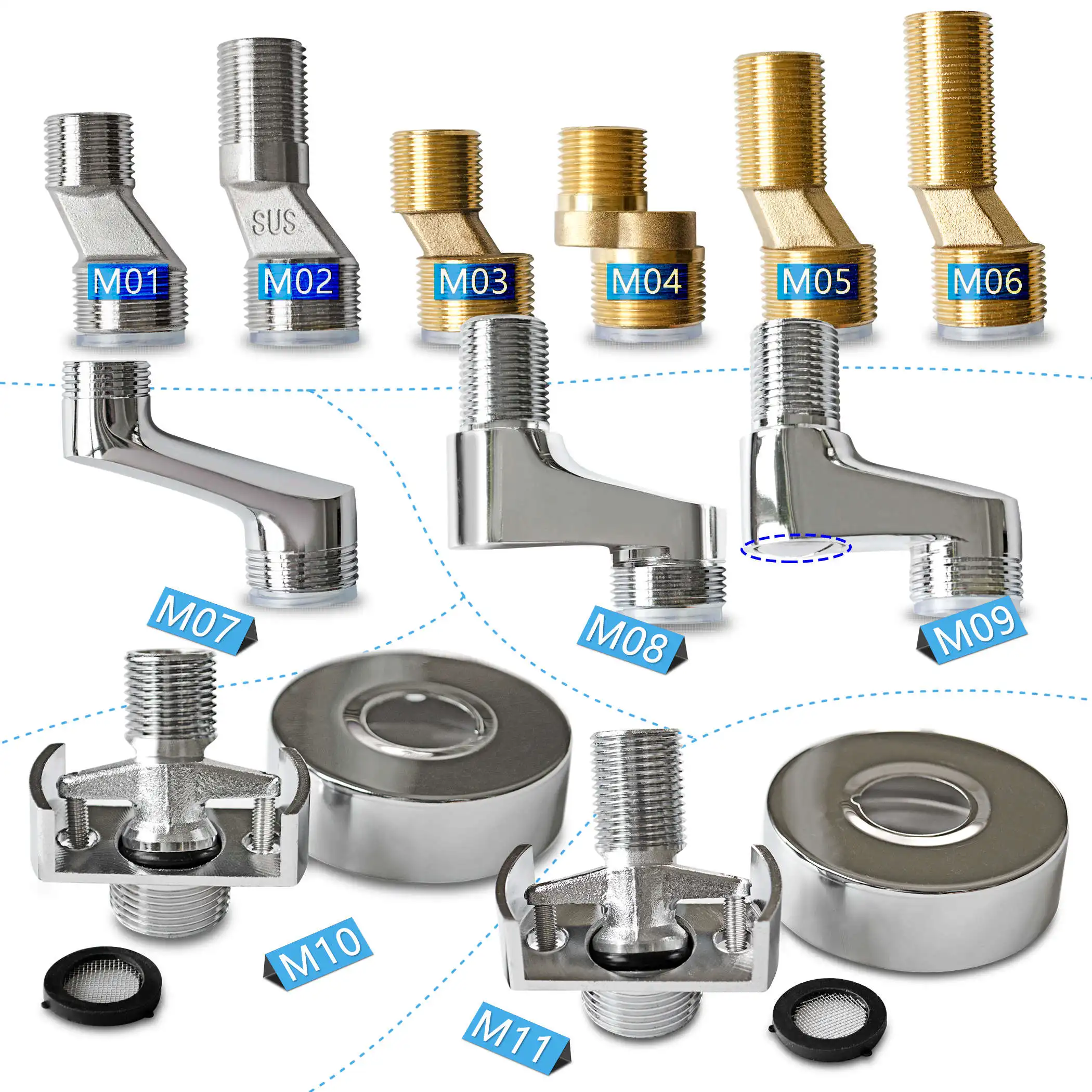 

G1/2 Male to G3/4 Male Pipe Fitting Connector Adapter Eccentric Reducer