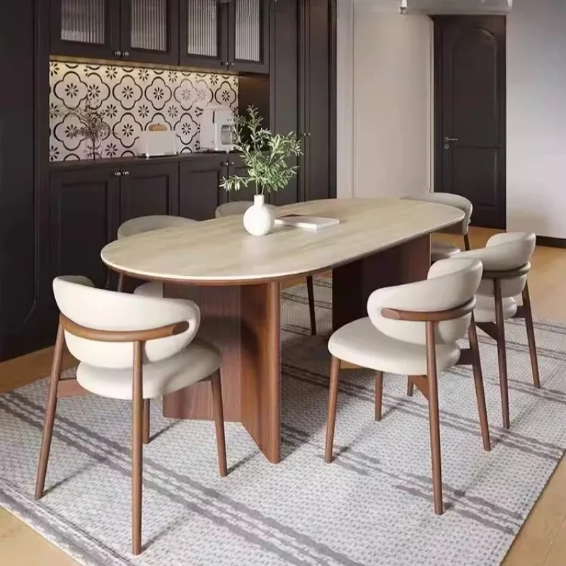 

Oval House Dining Tables Solid Wood Seating Room Luxury Space Saving Kitchen Living Room Table A Manger Balcony Furniture