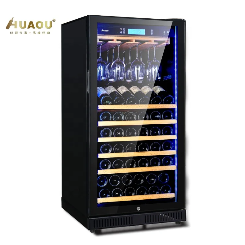 50 Bottles Compressor Electrical Steel Wine Bottle Chiller With Wine Glass Rack