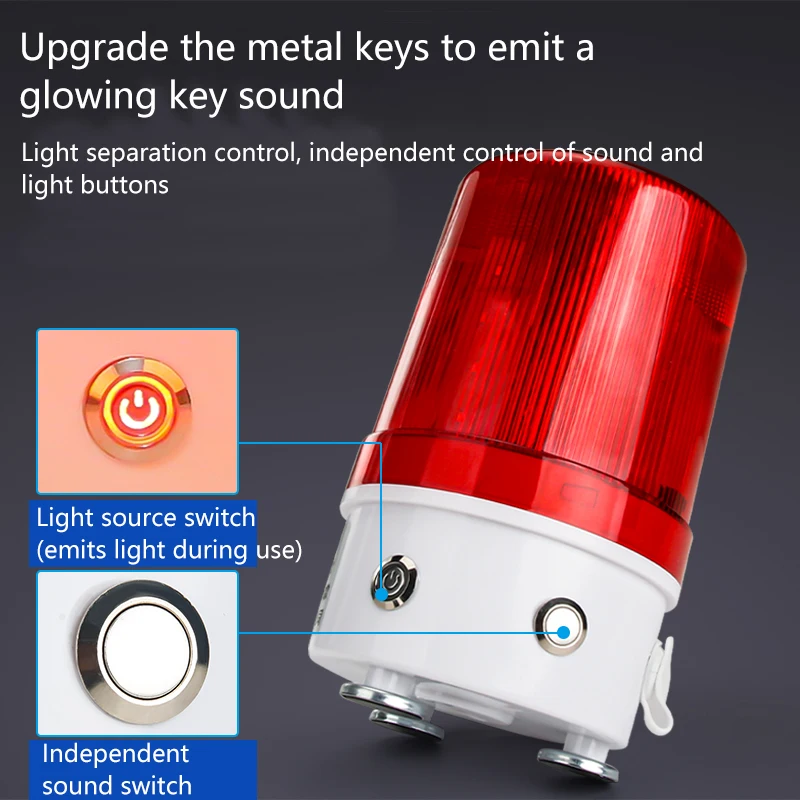 Magnetic rechargeable alarm light TPYE-C interface USB 5V charging sound and light alarm warning flashing flashing light