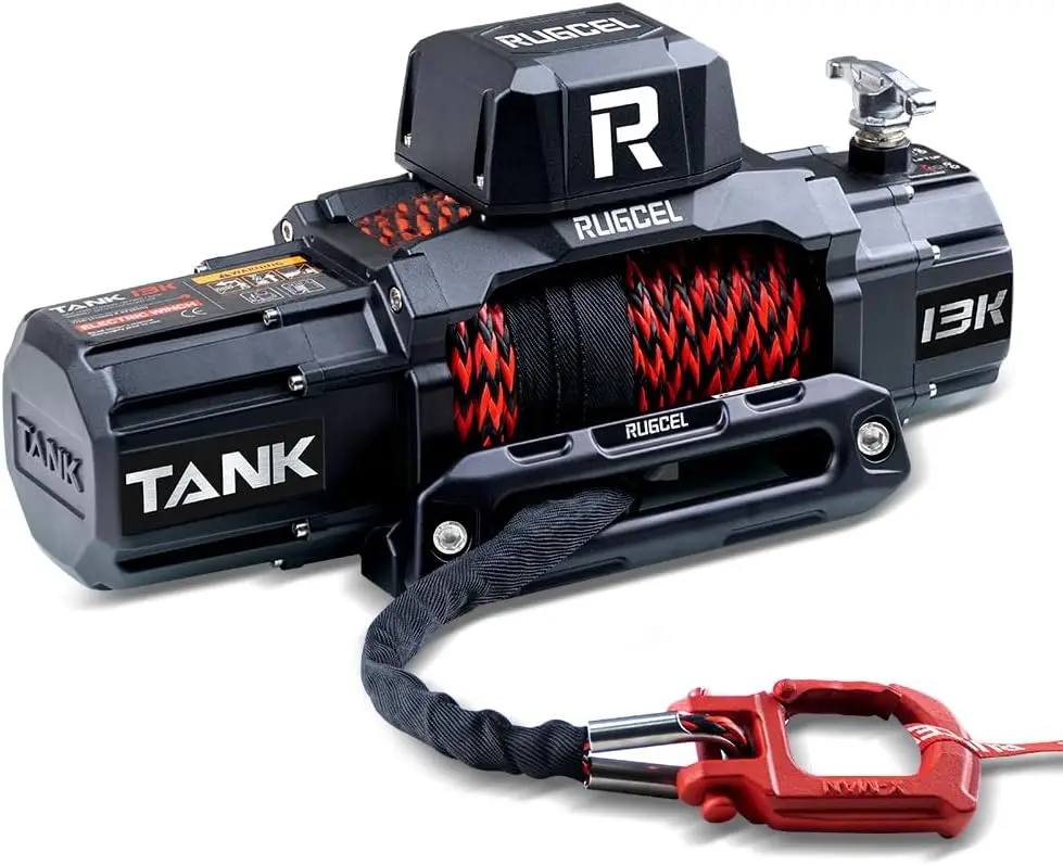 WINCH-Electric Synthetic Rope Winch, Waterproof, 12V, Hawse Fairlead,2 in 1 Infrared Remote Control, Wired Control, 13500lb, New