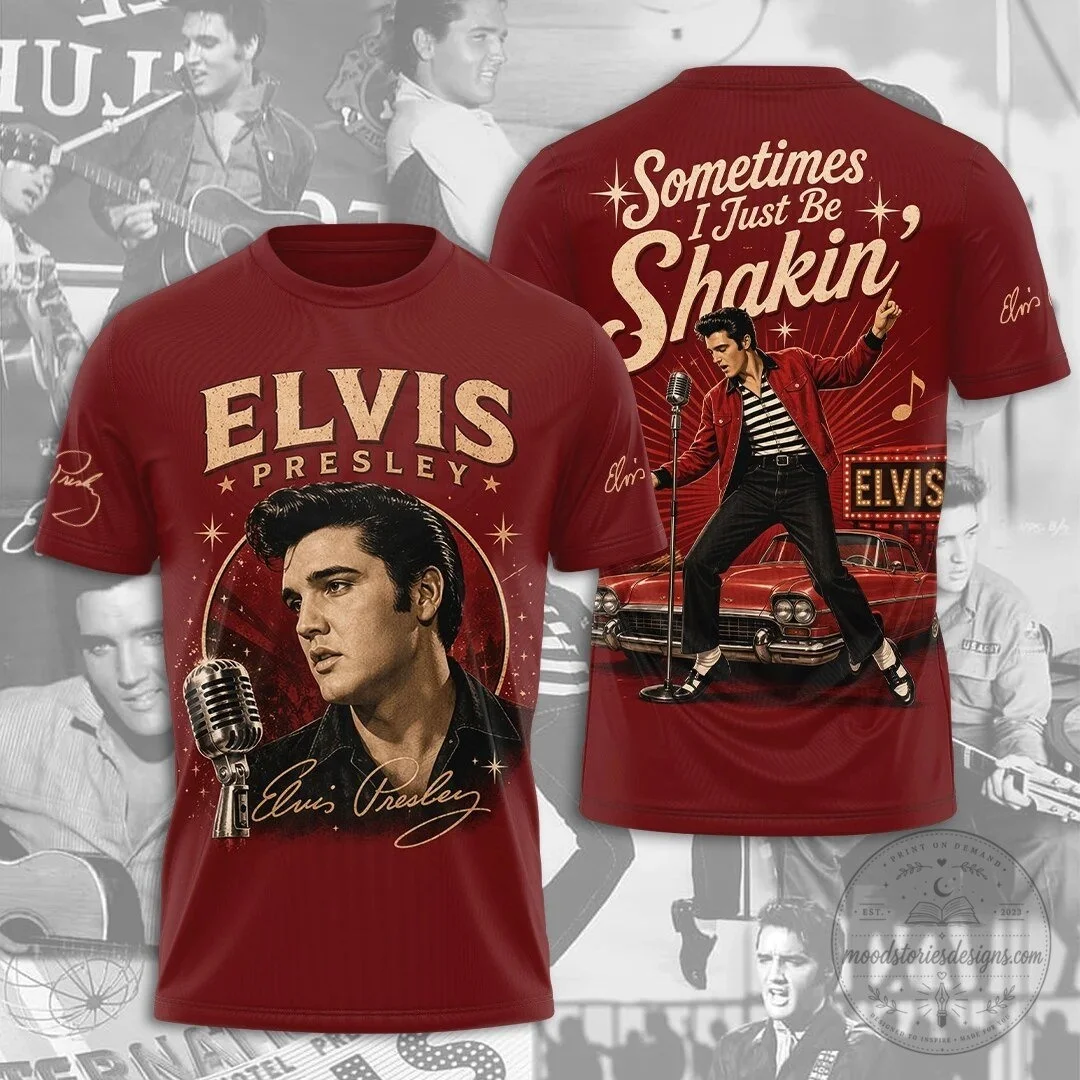 26 New Elvis Presley European and American Retro Rock Superstar Singer Commemorative Jersey 3D Quick Drying Sports Men's T-shirt