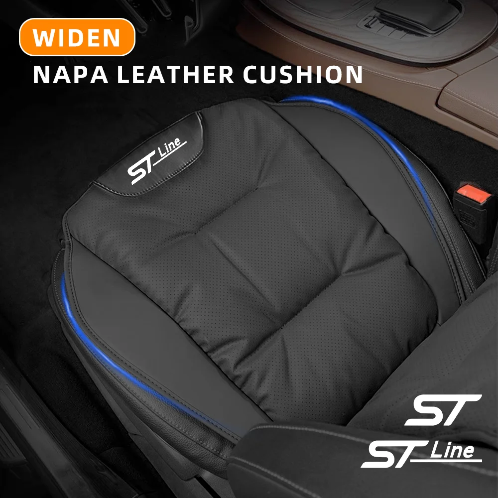 Widen Car Seat Covers Waist Cushion for Ford ST Line MK3 MK4 Kuga Fiesta Nappa Leather All Season Seat Cushion Car Accessories