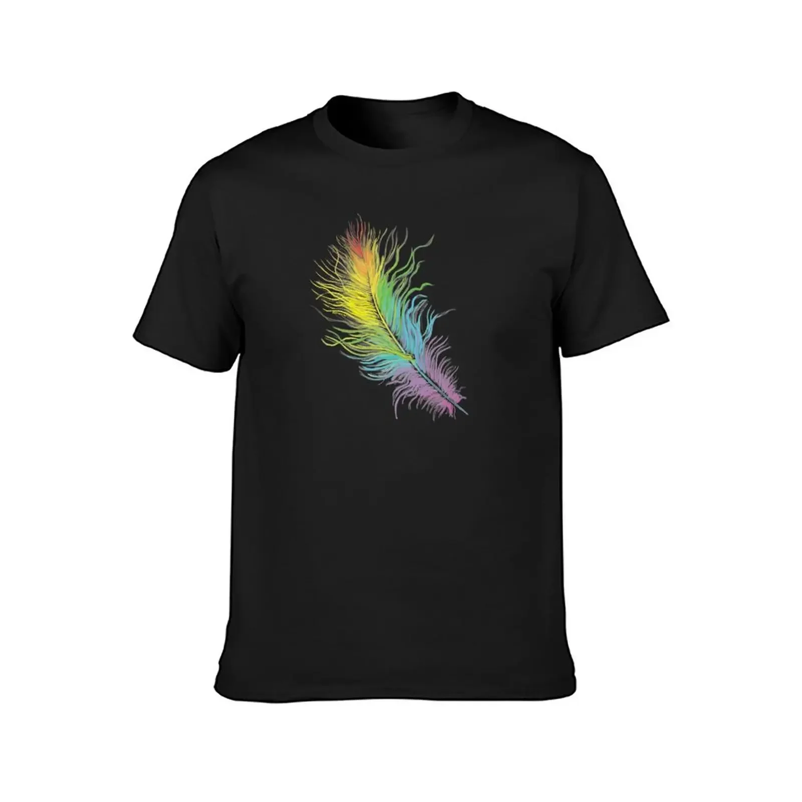 Rainbow Feather-purple T-Shirt custom t shirt man clothes vintage anime shirt mens t shirts casual stylish