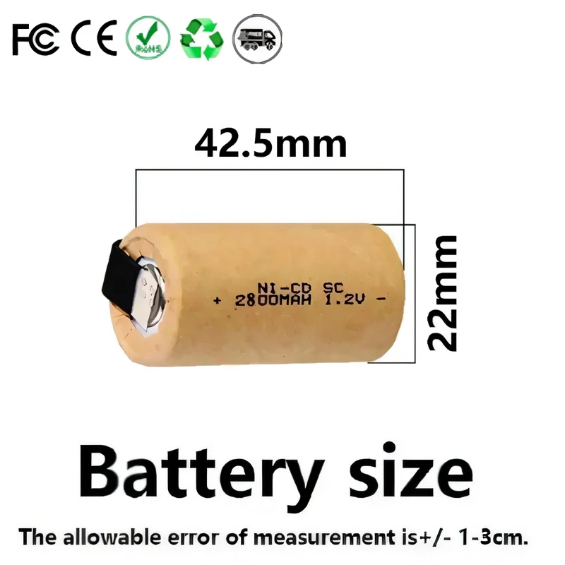 Battery replacement Ni-CD SC batteries 2800mAh high power 1.2V rechargeable battery for power tools electric drill screwdriver