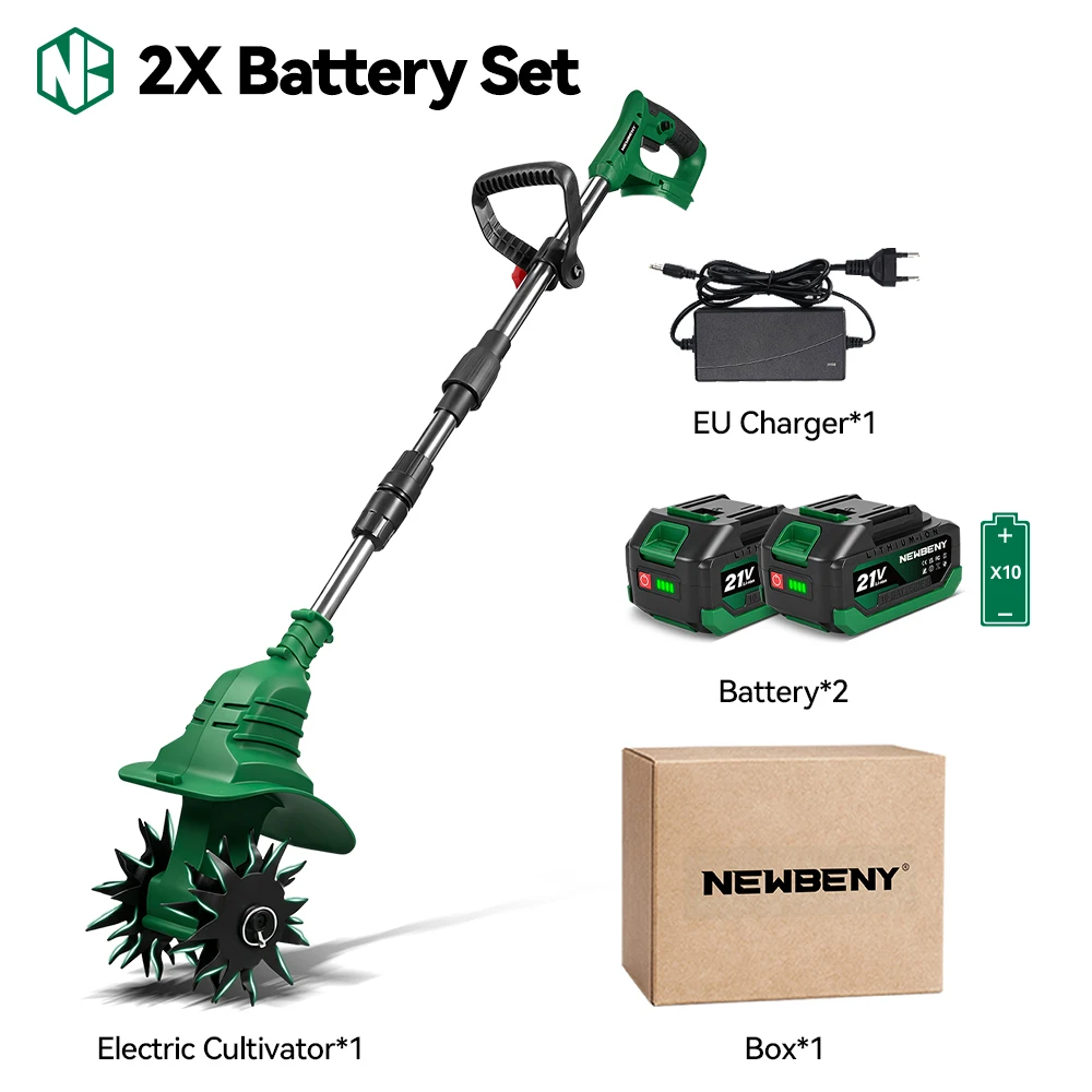 NEWBENY 1800W Elektrische Tiller Cultivator Draadloze Draagbare Grastrimmer Tuin Bodem Draaigereedschap voor Makita 21V Batterij Pin