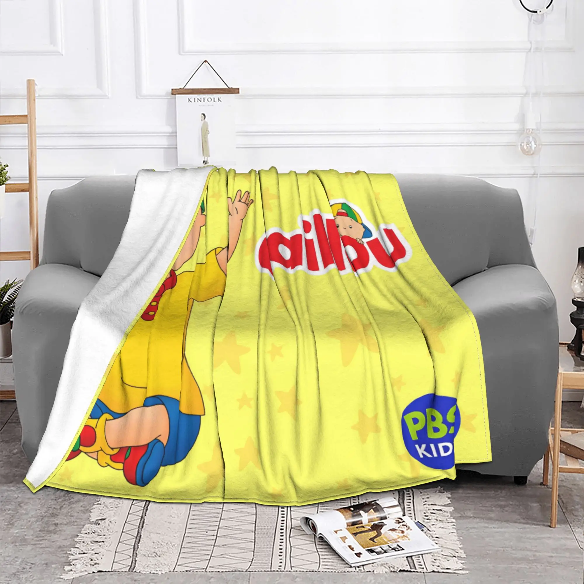 Caillou Cute Cartoon Blankets Fleece Autumn/Winter Educational Children TV Breathable Throw Blanket for Bed Bedroom Bedspreads