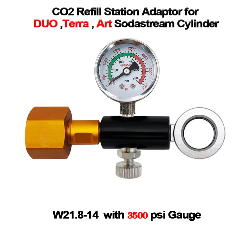 Refilling Adapter for SodaStream Quick Connect Cylinder to W21.8 CGA320 CO2 Tank