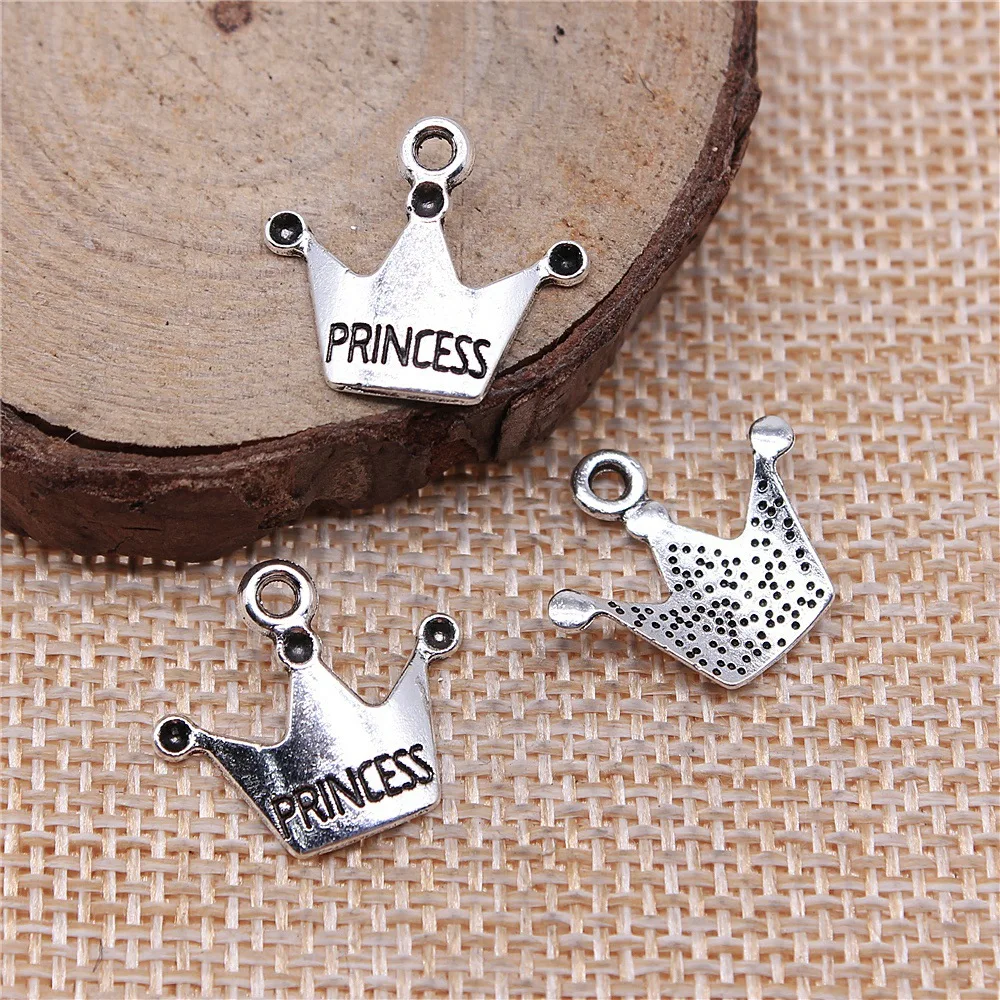 30Pcs/Lot Charms Crown Pincess 17x19mm Tibetan Silver Color Pendants Antique Jewelry Making DIY Handmade Craft