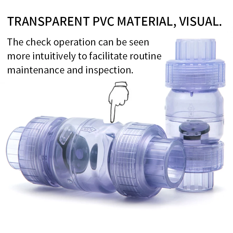Jednokierunkowy zawór zwrotny PVC Akwarium Przezroczysty zawór zwrotny Złącze rurowe do akwarium Ogrodowe złącza rur wodnych do nawadniania