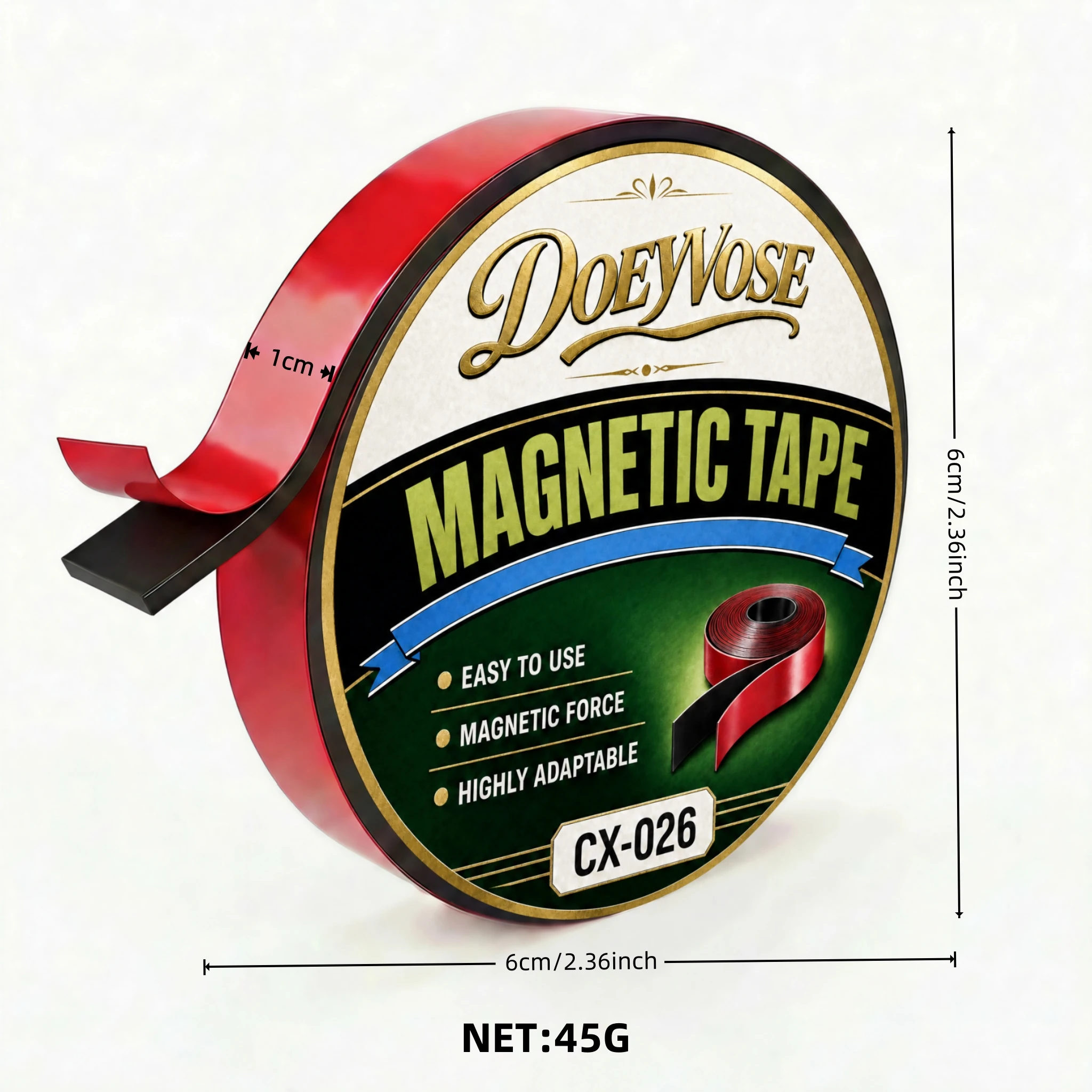 1M Self-Stick Magnet Strip 1cm Width 1mm Thick Cuttable Magnetic Tape