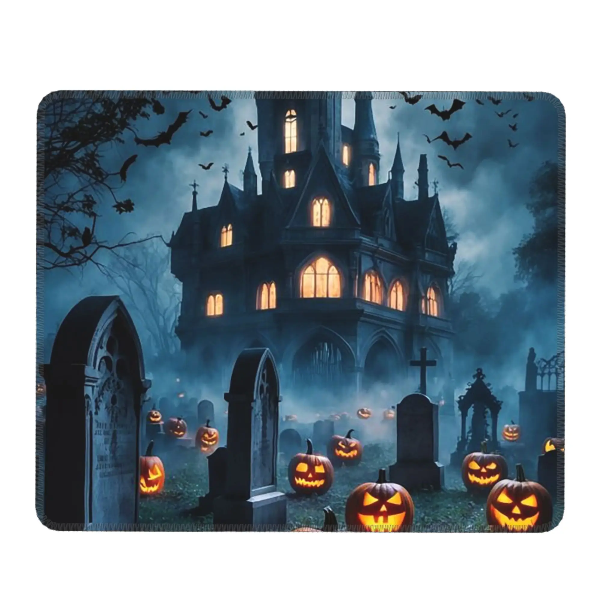Halloween Pumpkin Castle Graveyard Mouse Pad Computer Keyboard Mouse Mat Gamer PC Laptop Desk Mat Office Table Mats