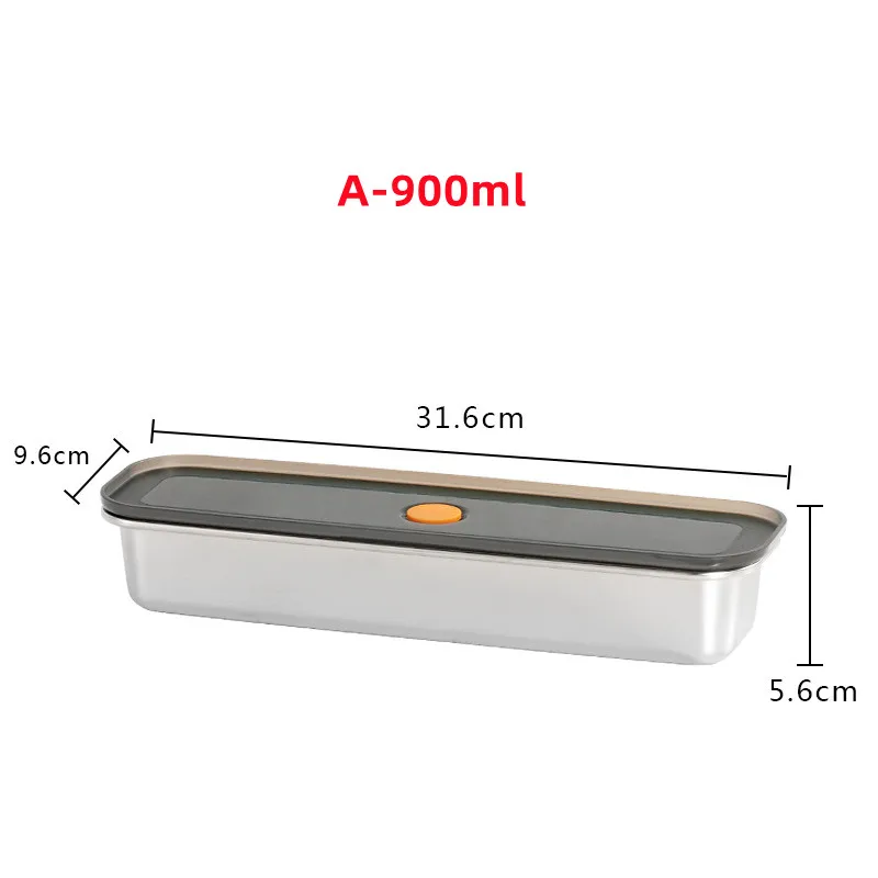 304 Stainless Steel Rectangular Noodle Box Vacuum Sealed Box Refrigerator Hanging Noodles Storage Box Container Organizer