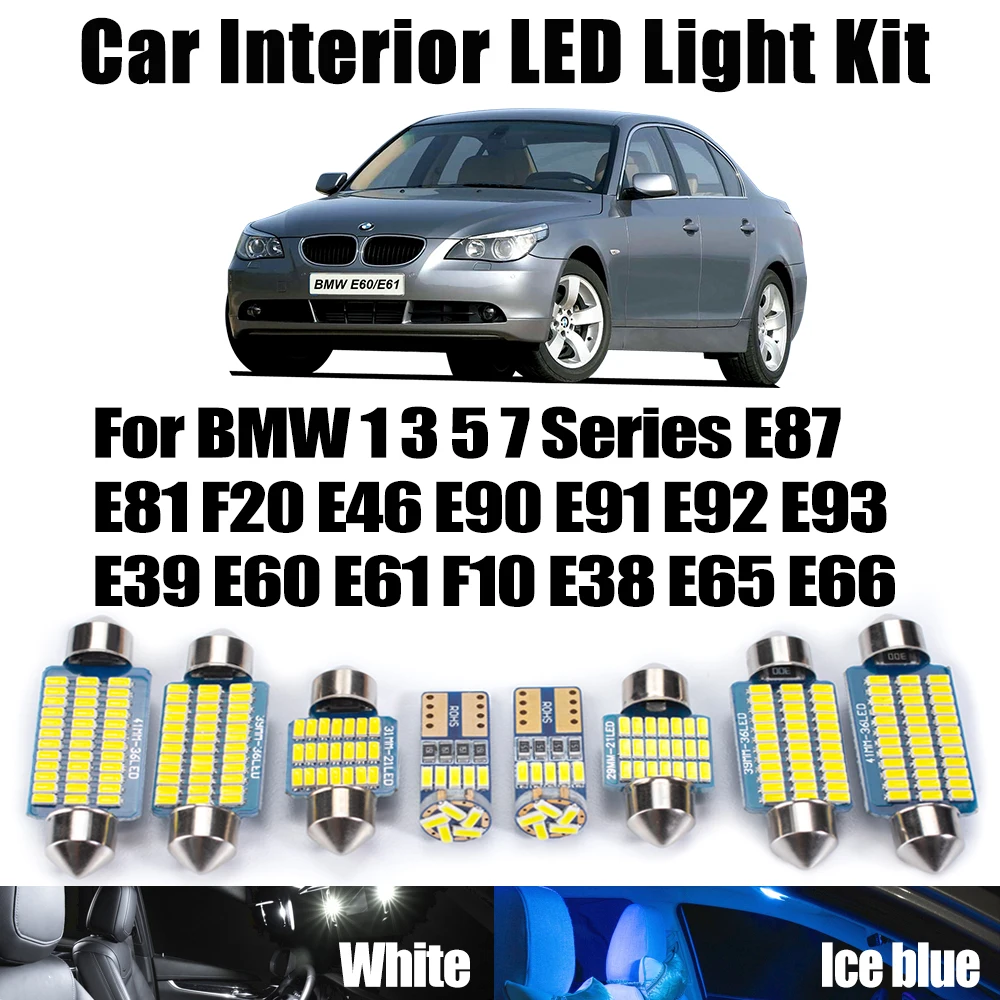 Car Map Ceiling Bulbs Kit For BMW E87 E81 E82 E88 F20 F21 E46 E90 E91 E92 E93 E39 E60 E61 F10 F11 E38 E65 E66 Interior LED Light