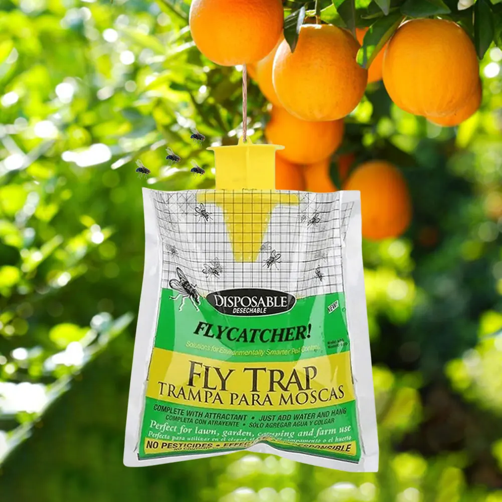 1-10Pcs Hanging Fly Trap Disposable Fly Catcher Bag Mosquito Trap Catcher Fly Wasp Insect Bug Killer Flies Trap for Outdoor