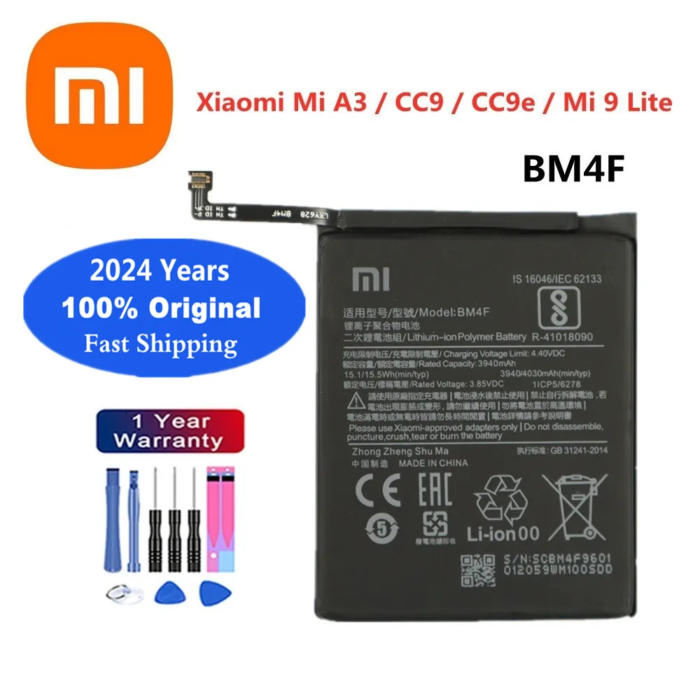 

2024 years 4030mAh BM4F 100% Original Battery For Xiaomi CC9 CC9e Mi 9 Lite A3 MiA3 Mi9 Lite High Quality Battery Fast Shipping