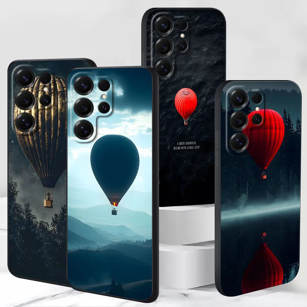 TPU Case for Samsung Galaxy S26 S25 S21 S24 S10 S23 S22 Ultra S20 FE S8 S9 Plus Black Phone Cover Mist Valley Hot Air Balloon