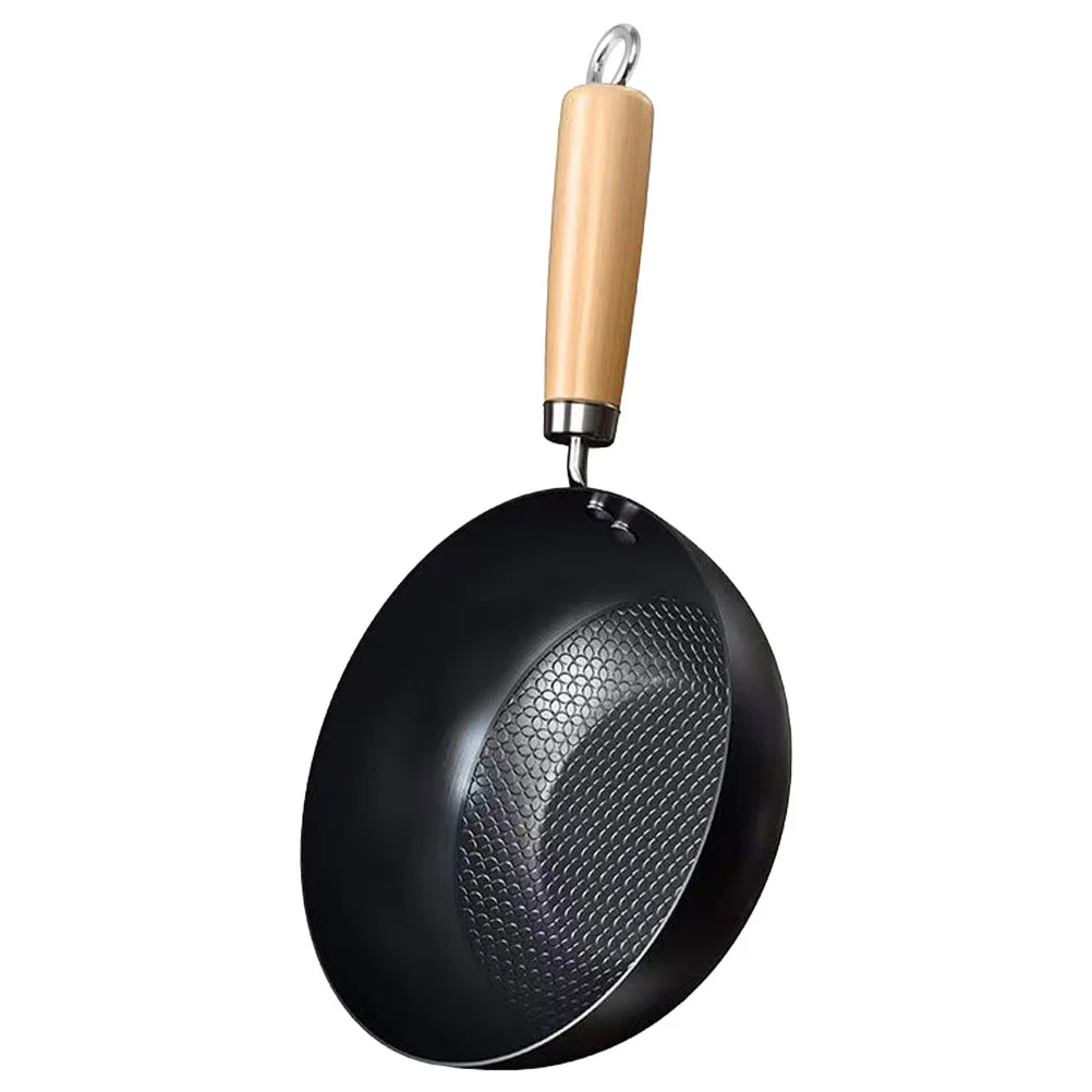 Mini Non stick Flat Bottom Wok Pan Cooking Wok for Induction Cooker Suitable for Small Frying Pan (24cm Iron Pan No Lid)