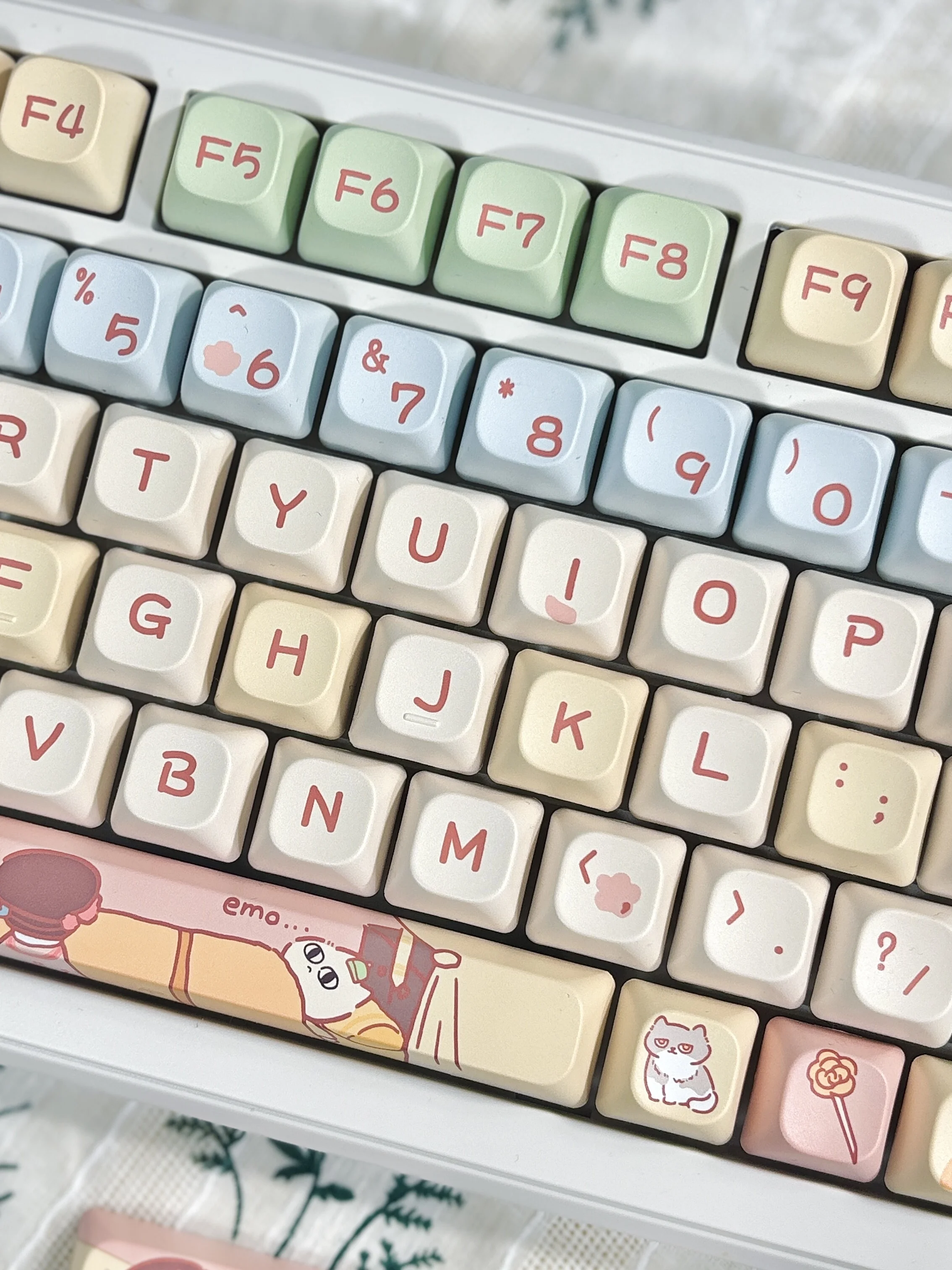 150 Keys Cat Keycap Dma Pbt Theme Keycap Cartoon Cat Diy Mechanical Keyboard Cute White Keycap Chinese Style Animation Keycaps