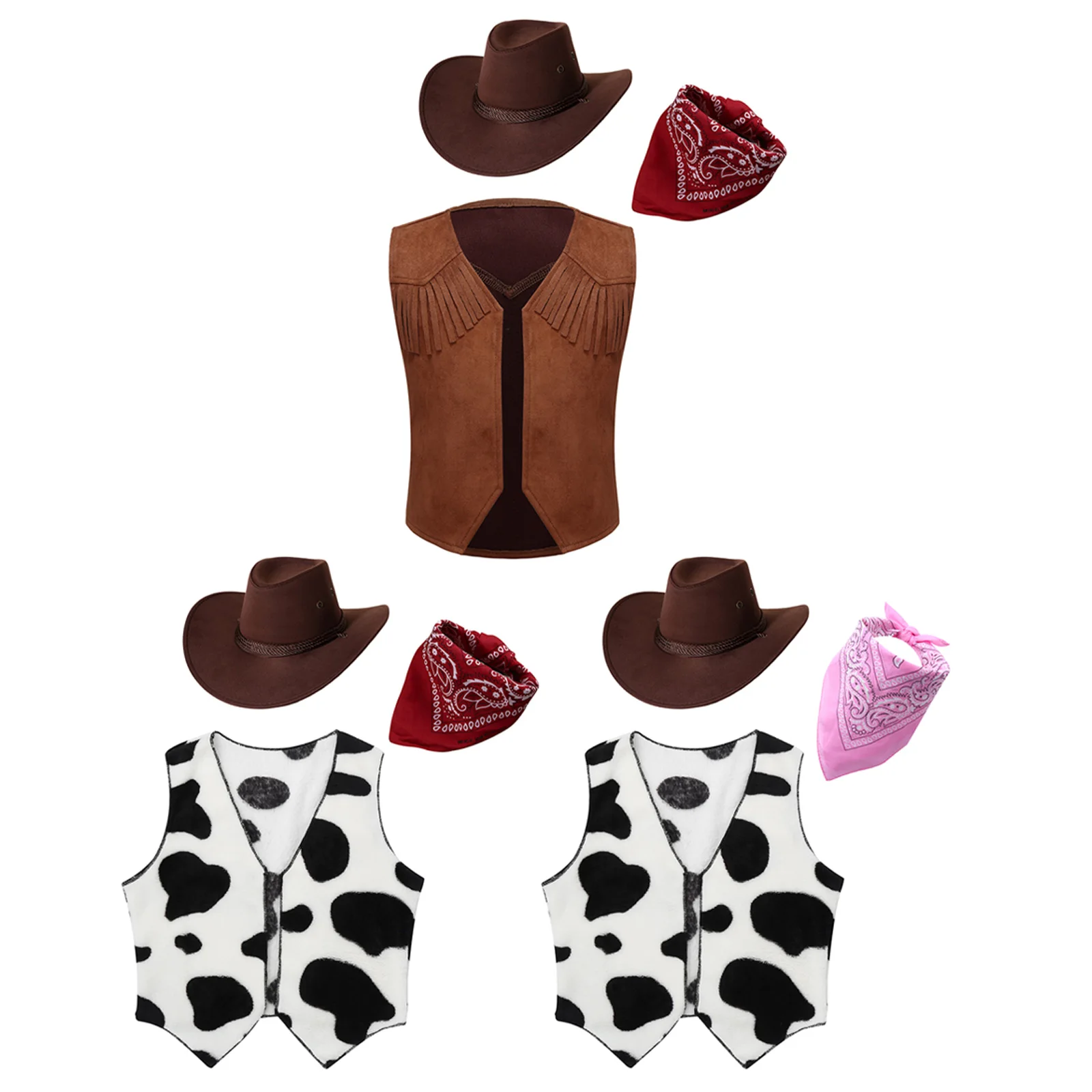 Veste à franges en cuir suédé pour filles et garçons, olympiques de cow-boy occidental, glaçure de cow-girl, marron, Halloween, carnaval, fête, cosplay