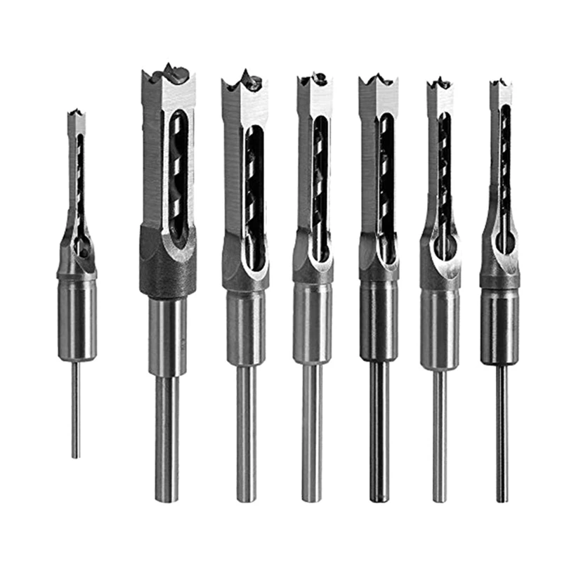 

7Pcs Square Hole Drill Bit, Mortising Chisel Set 1/2-Inch, 1/4-Inch, 3/4Inch, 3/8-Inch, 5/8-Inch, 5/16-Inch, 9/16-Inch CNIM Hot