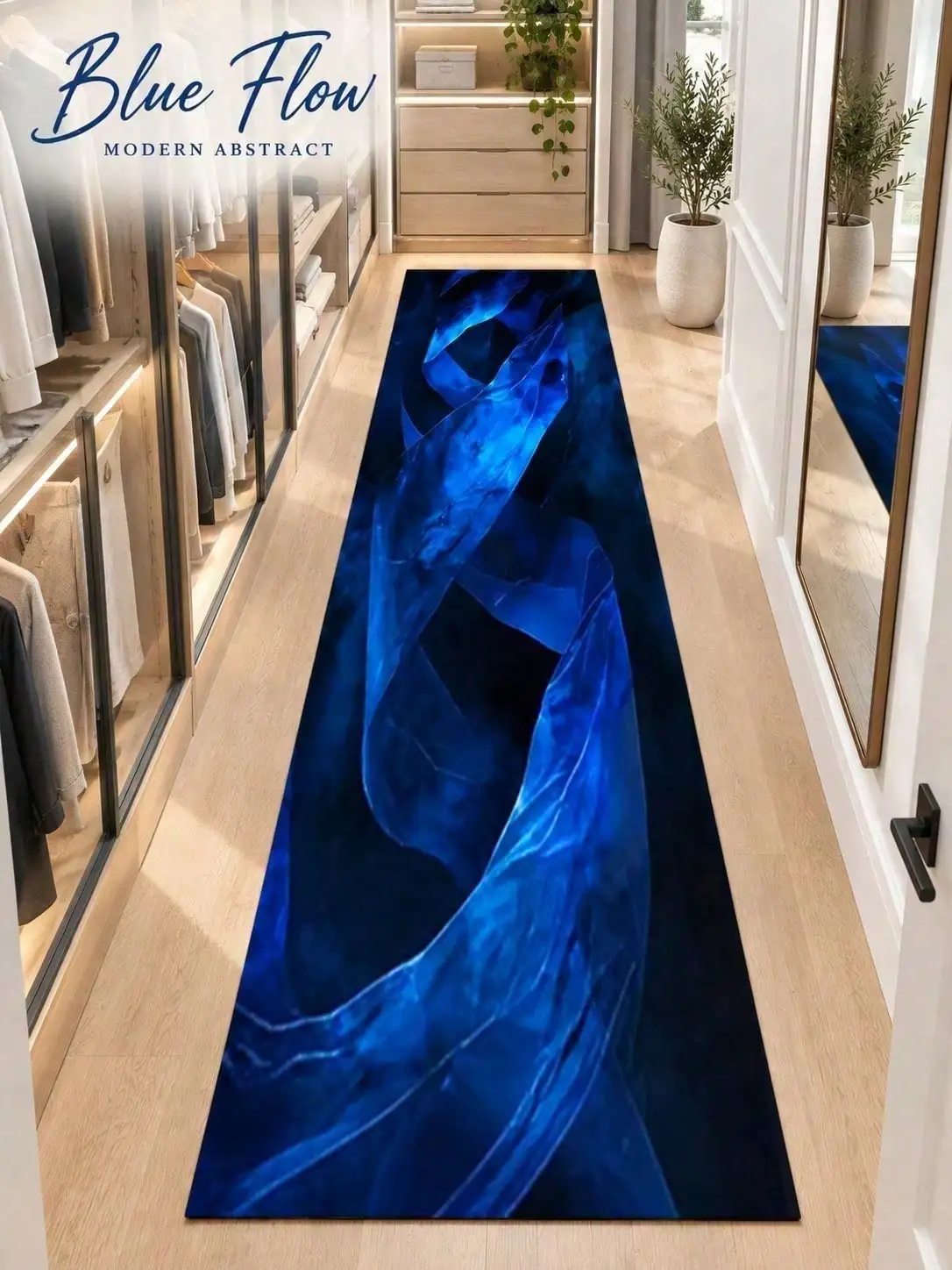 Abstract Aisle Runners Flowing Wave Runner Rugs Long Carpet Hallway Floor Mat for Entryway Kitchen Laundry Room Bedroom Living Room Corridor Passage Home Decor Housewarming Birthday Anniversary Thanksgiving Christmas Gift for Family Friends Neighbors