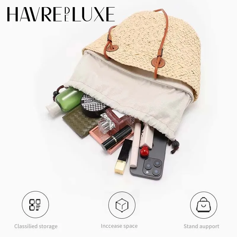 Drawstring bag organizer insert shoulder strap for Anagram Basket straw woven bag support inner liner bags accessories image 5