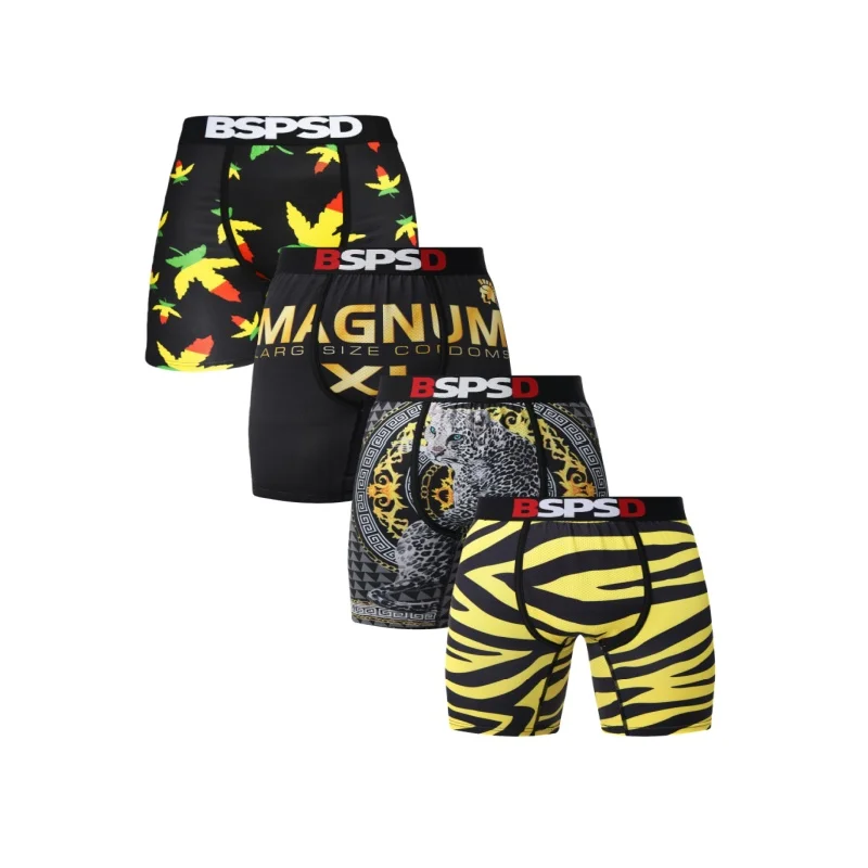 4 قطعة ملابس داخلية مثيرة للرجال الملاكمين موضة تنفس السباحة رجل السروال حجم كبير S-XXL رجل الملاكمين الرجال سراويل الملاكم ملخصات