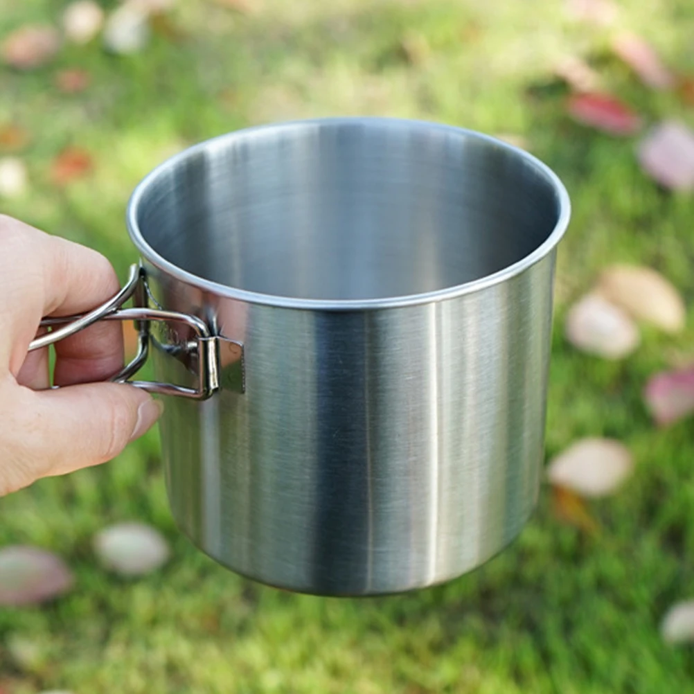 

Stainless Steel Foldable Camping Cup Picnic Hiking Mug Set Portable Large Size Easy to Clean Reusable Outdoor Activity