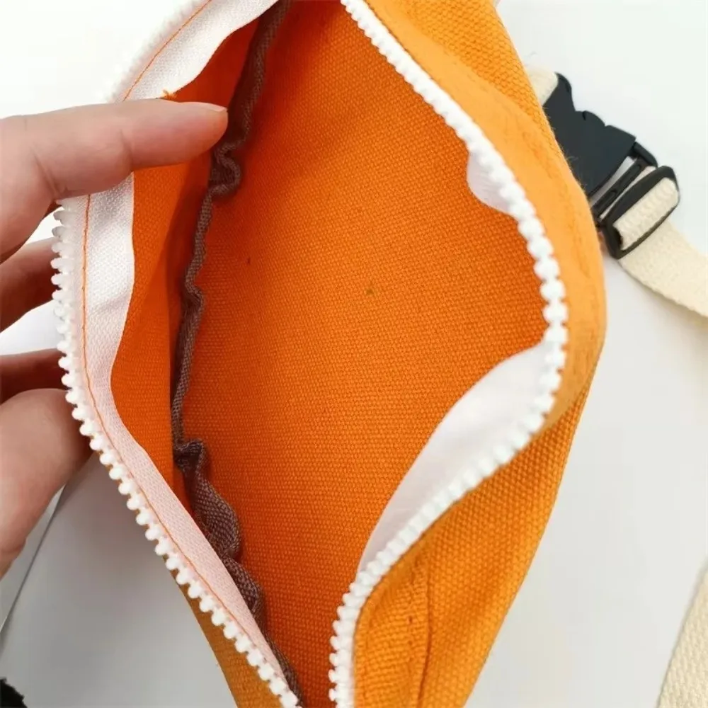 Solid Color Children Waist Bag 1PC Canvas Material Fanny Pack Adjustable Strap Casual Style Crossbody Shoulder Bag Travel Use