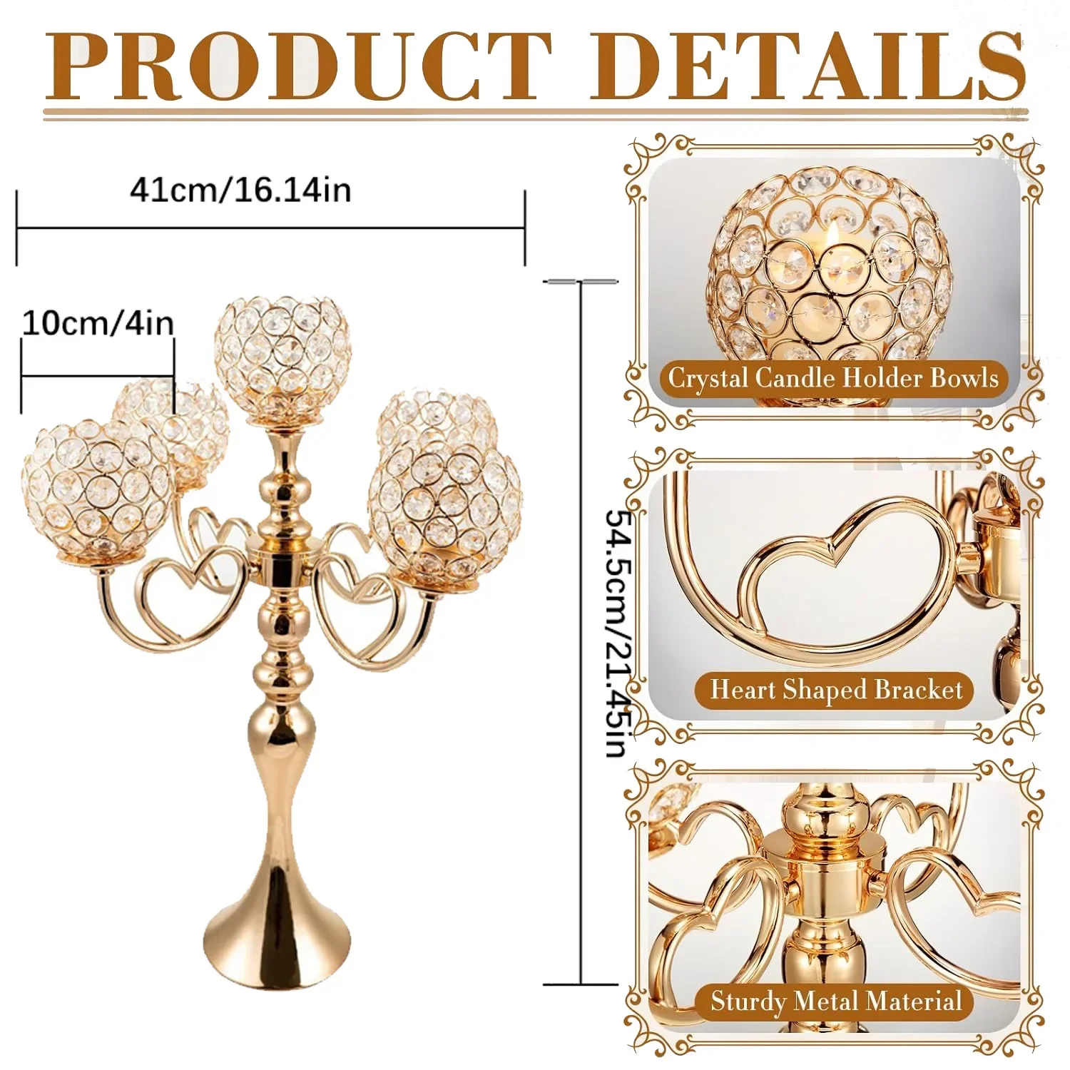 Cross-border wedding props, wrought iron 5-head Buyun candlestick, road guide European table flower, wedding runway