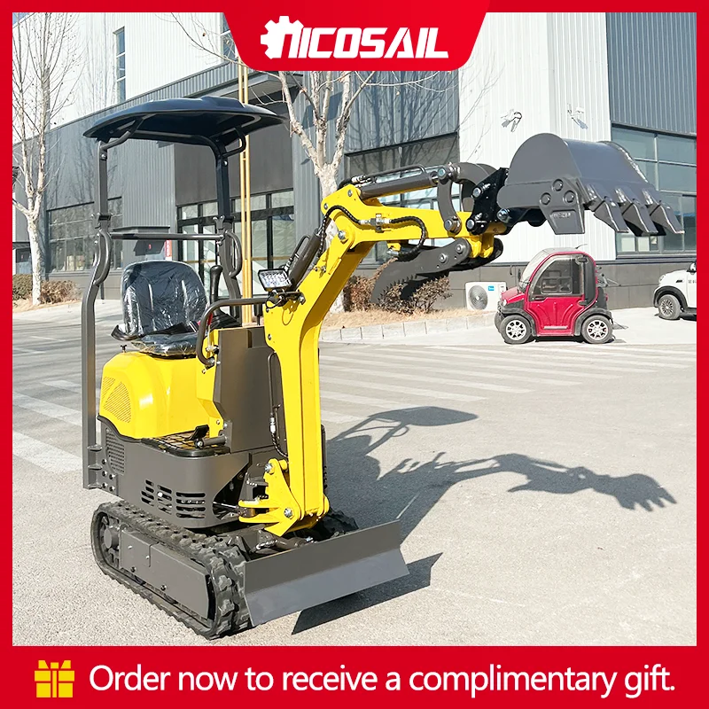 OKW08 Mini Garden Excavator Rubber Tracks for Backyard Vegetable Plot Preparation 800KG household Small Digger