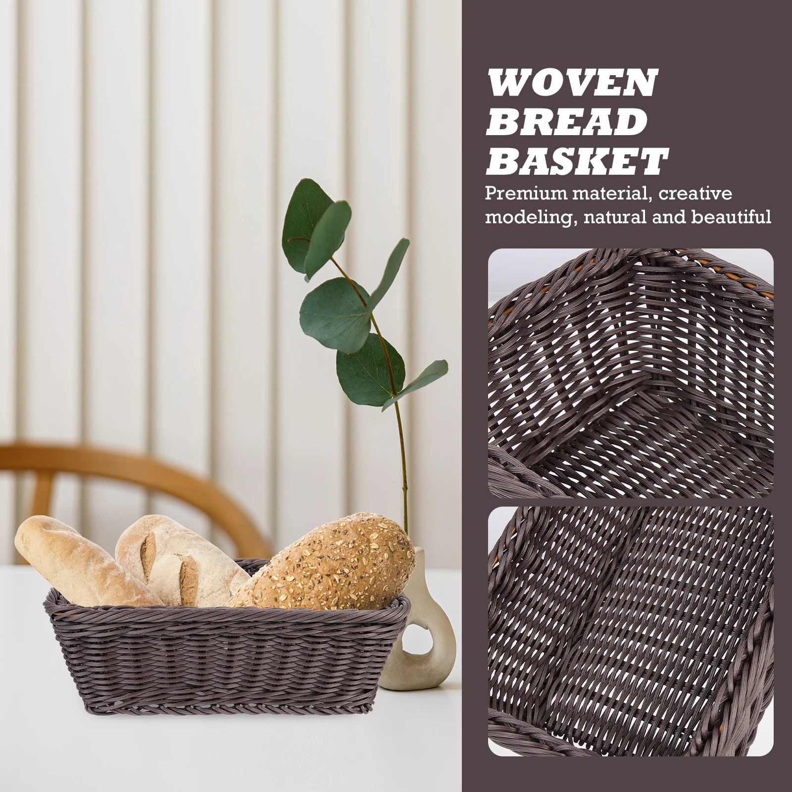 

Plastic Rattan Woven Basket Bread Fruits Snacks Storage Kitchen Home Decor Gift Creative Rustic Exquisite Workmanship