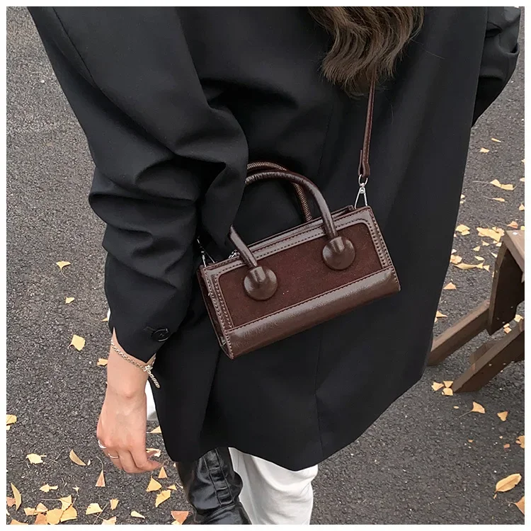 

2025 New Niche Design Casual Fashion Splicing Retro Small Square Bag Portable Shoulder Crossbody High Quality Women's Bag