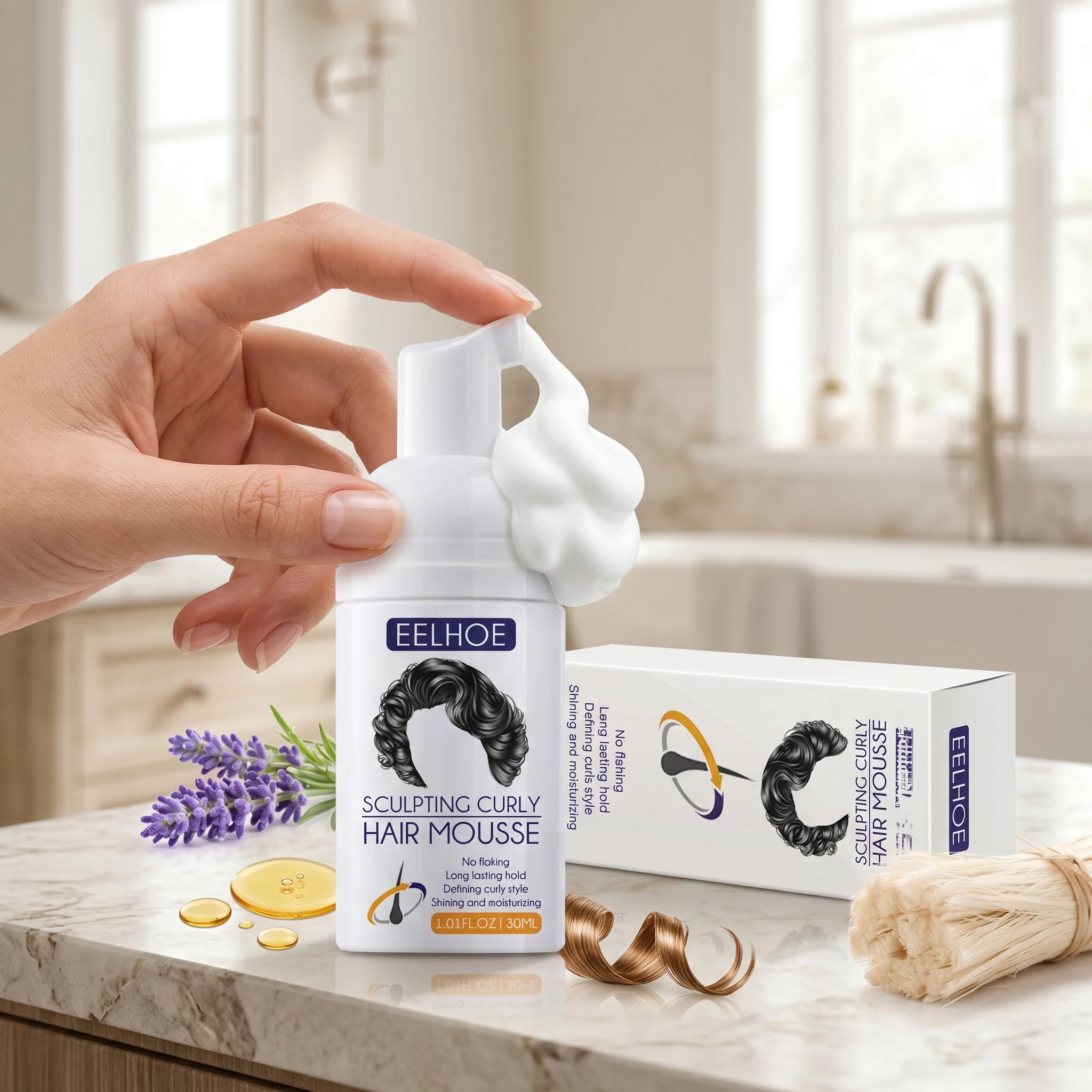 Sculpting Curly Hair Mousse Nature Volume Styling Moisturizing Fluffy Hair Increase Hair Elasticity Create Soft Curl Styling Gel