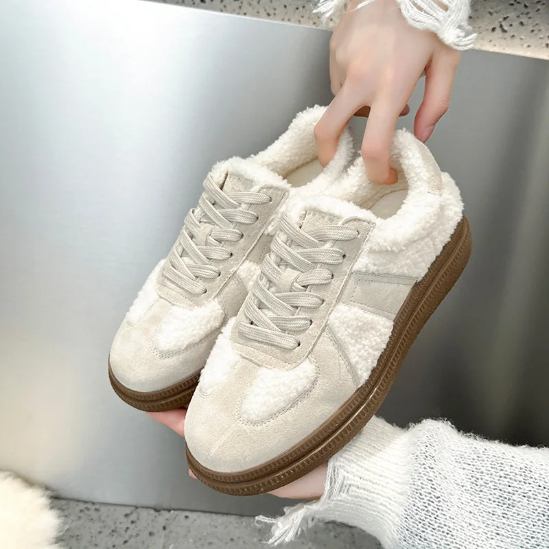 

Обувь Dexun, женская новая зимняя обувь на платформе, теплая плюшевая одежда, хлопковые повседневные универсальные кроссовки на шнуровке