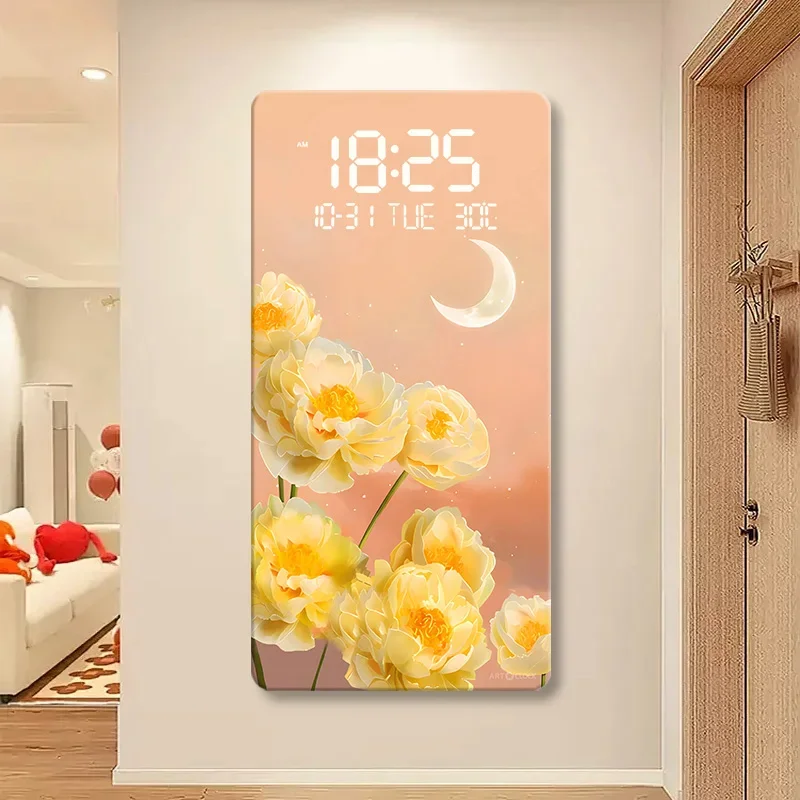 Large Size Abstract Artwork Digital Disply Wall Clock,Luxurious Quartz Clock for Home Decor,living Room,bed Room Déc