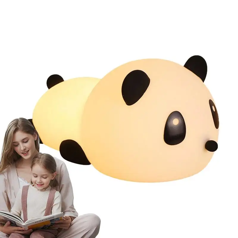 

Pat Lights For Kids Rechargeable Silicone Lamp With Cartoon Panda Design Tabletop Ornaments For Living Room Children's Room