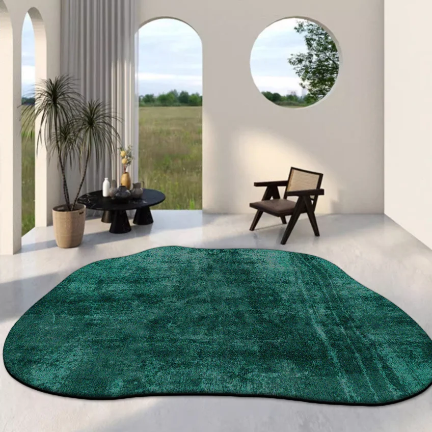 Green Irregular Carpets for Living Room Easy Clean Bedroom Decor Bedside Anti-slip Floor Mat Home Porch Hall Washable Soft Rugs